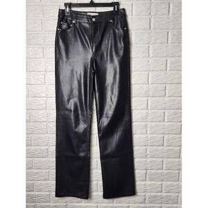 Zara Black Faux Leather Pants Straight High Rise Size 4 US 36 EUR Polyurethane
